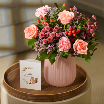 Blumenstrauß Herbstgeflüster mit Vase