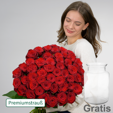 frisch gebunden Premiumstrauß Paris mit Premiumvase