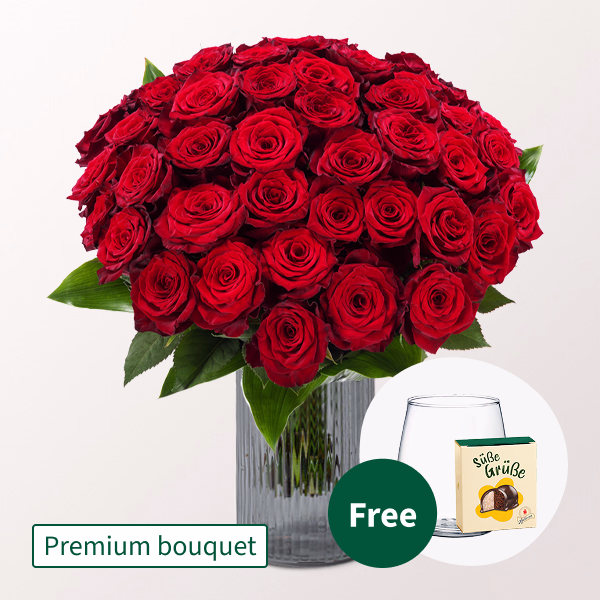 Premium Bouquet Paris with Premium Vase & Halloren Balls