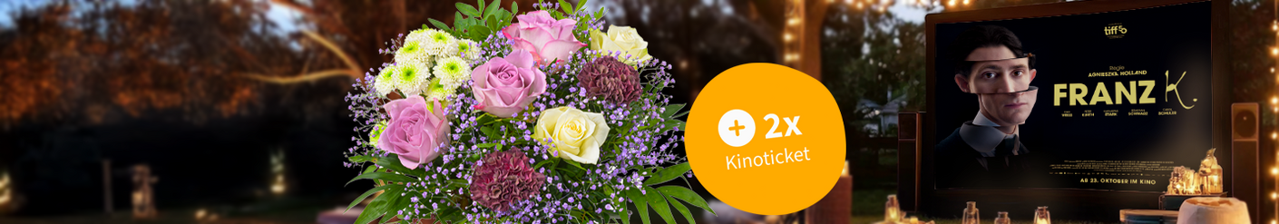 Strauß mit Kinokarten für 34,99 €