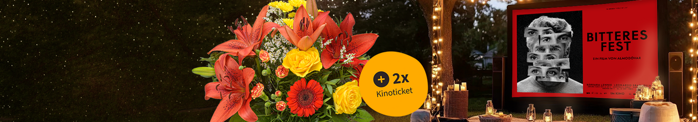 Strauß mit Kinokarten für 34,99 €