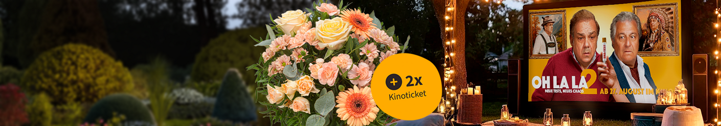 Strauß mit Kinokarten für 34,99 €
