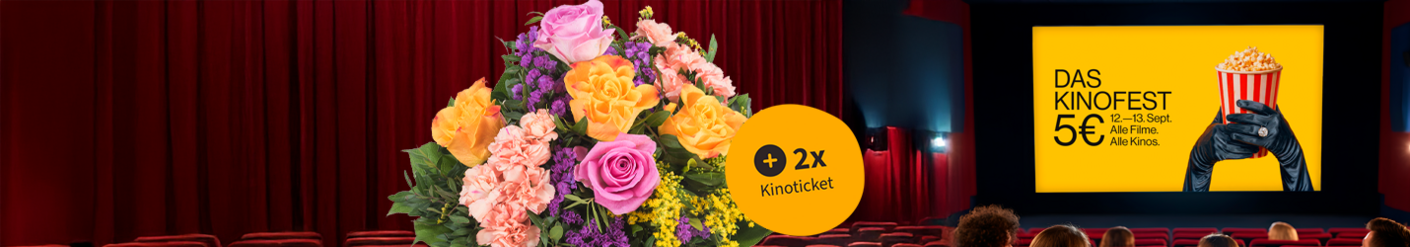 Strauß mit Kinokarten für 34,99 €