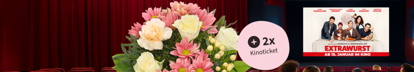 Strauß mit Kinokarten für 34,99 €