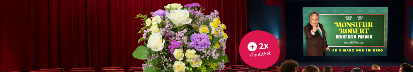 Strauß mit Kinokarten für 34,99 €