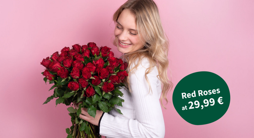 Roses in a bunch with 2 presents at 29,99 €