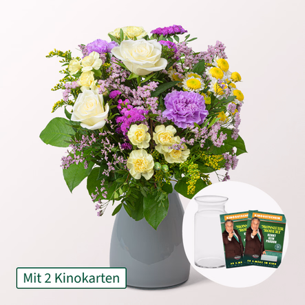 Blumenstrauß Frühlingshauch mit 2 Kinokarten & Vase